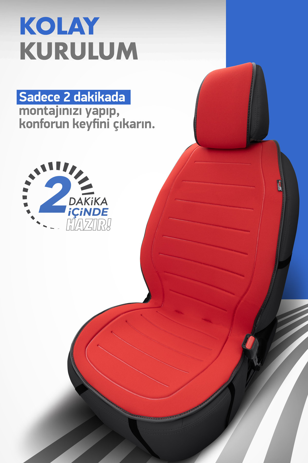 Otom Active Line Design Koruyucu Oto Koltuk Minderi - Kırmızı fotoğrafı 3 (önizleme)