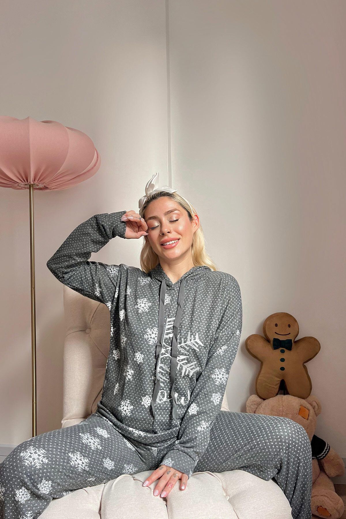 Pijamaevi-Melange Half Grain Patterned Soft Knitted Pajama Set 3