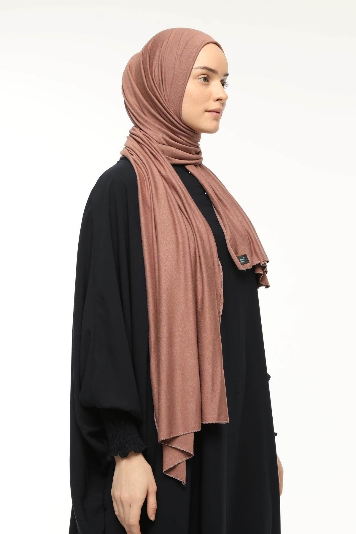 Altobeh-Şal din bumbac pieptănat Hijab Flat Dark Earth 3