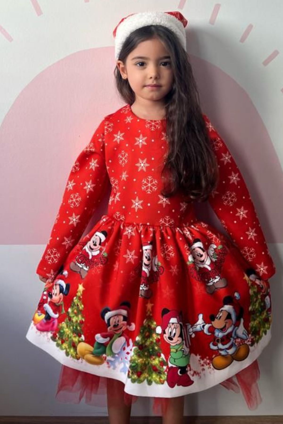 ELAFOR Scuba Fabric Mickey Minnie Patterned Red Girl s New Year