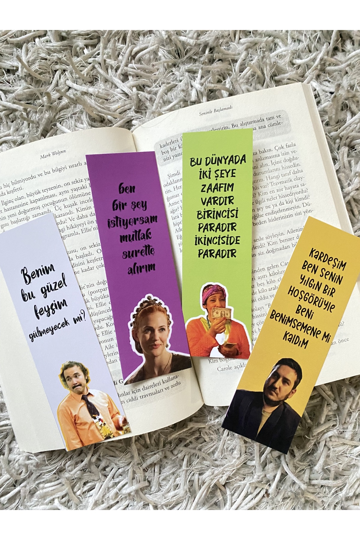 Pankart Evi Komik Caps Kitap Ayracı Seti 4'lü - Burhan Altıntop - Gibi - Hürrem Sultan - Cennet Mahallesi Pembe