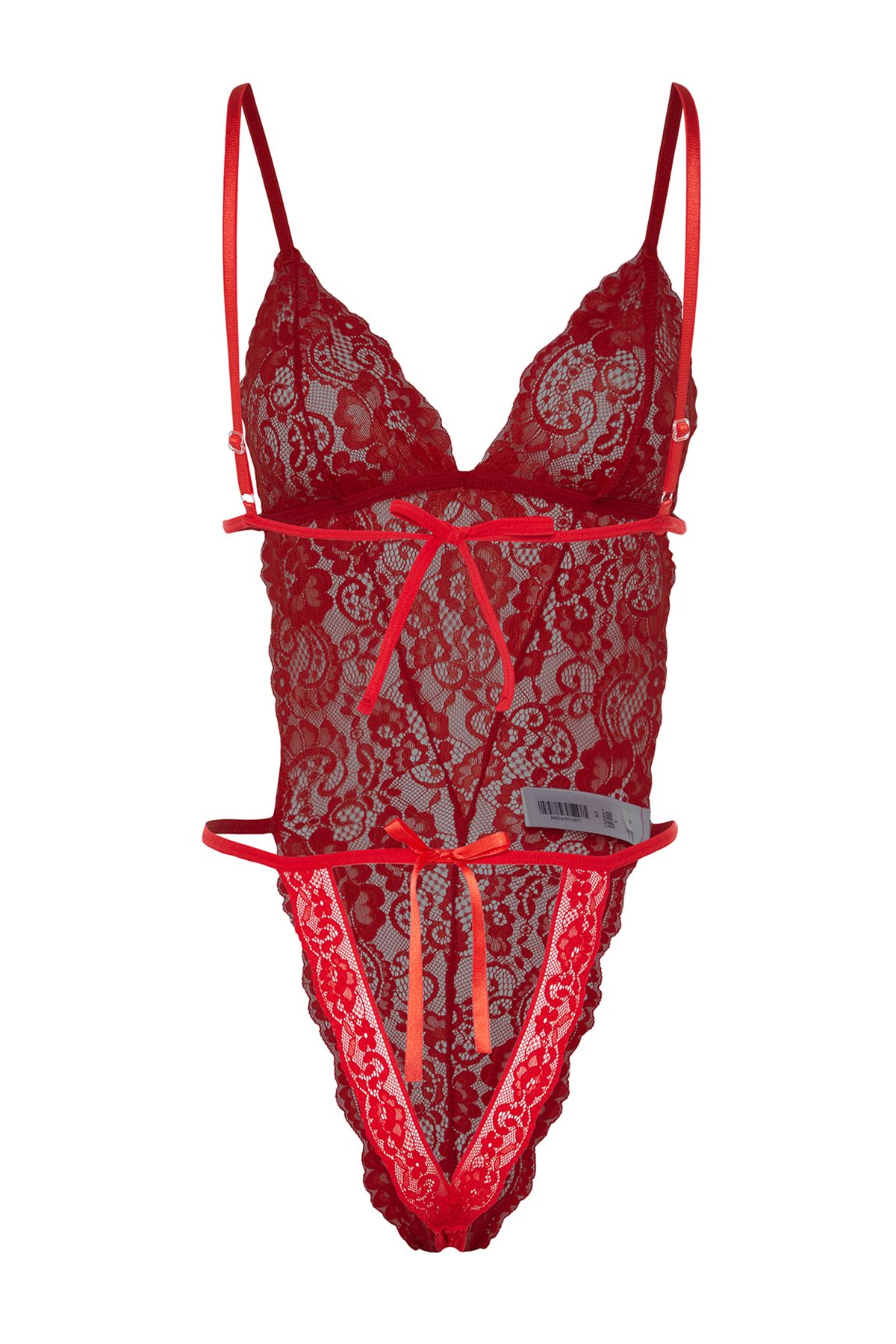 Trendyol Collection-Roter Strick-Body mit Schnürriemen und Druckknöpfen aus Spitze THMAW23BD00008 8
