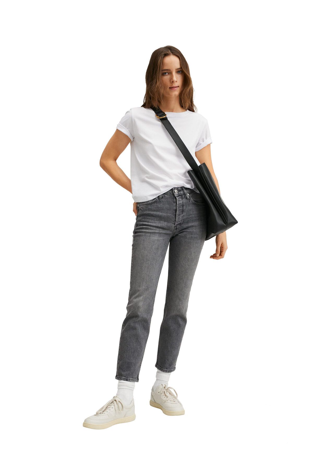 Kısa Paçalı Orta Bel Yükseklikli Slim Fit Jean