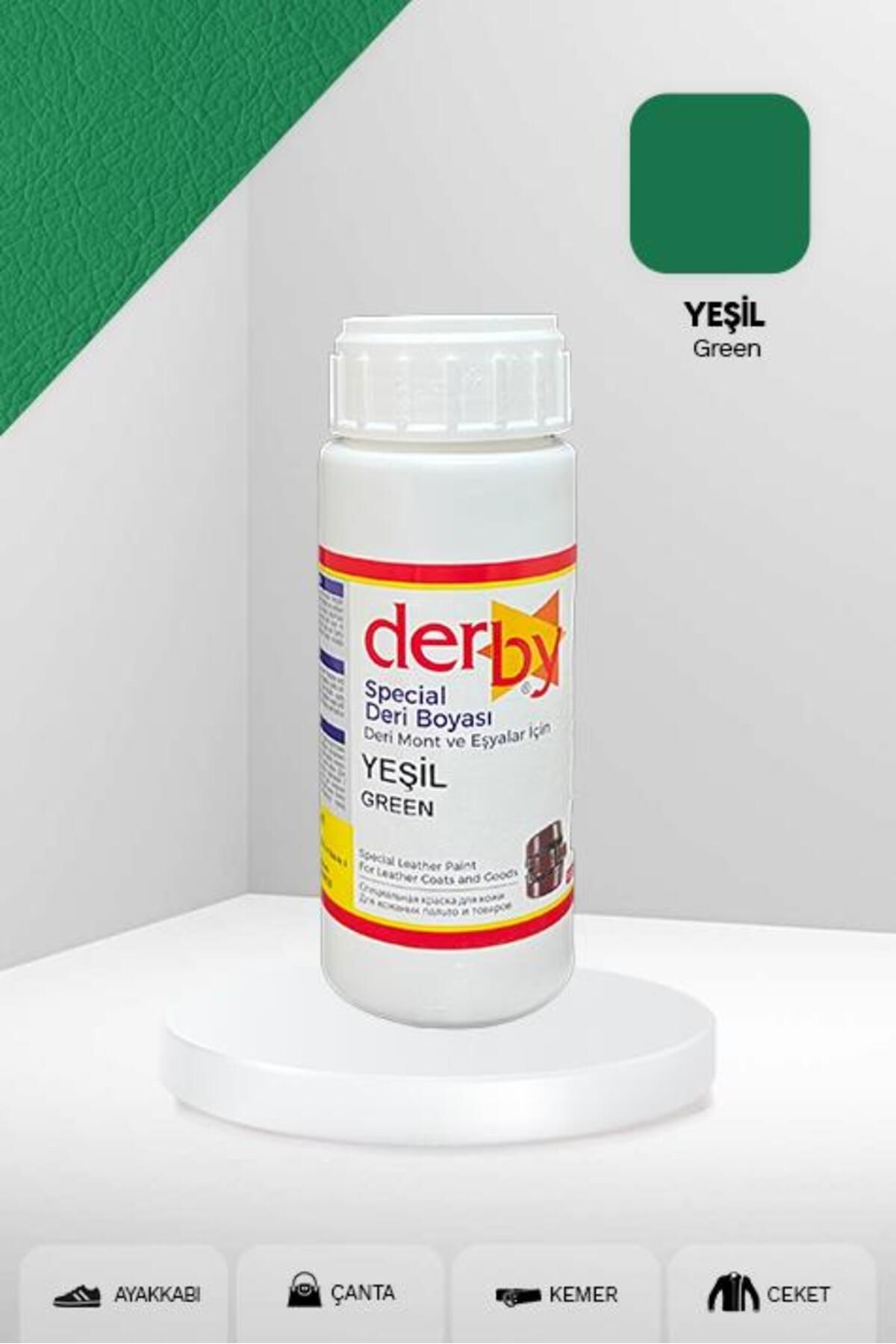 Derby Special Yeşil Deri Boyası 100 ml / Mont Eşya Çanta Kemer Cüzdan Ayakkabı Deri Boyası