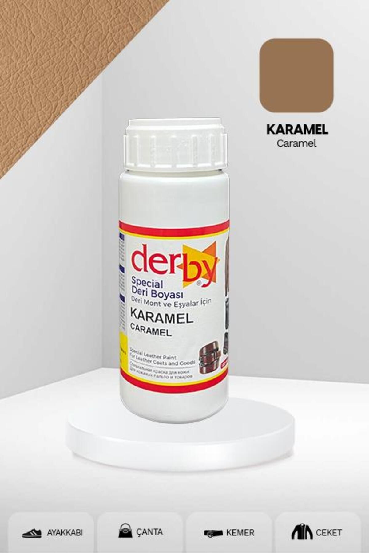 Derby Special Karamel Deri Boyası 100 ml / Mont Eşya Çanta Kemer Cüzdan Ayakkabı Deri Boyası