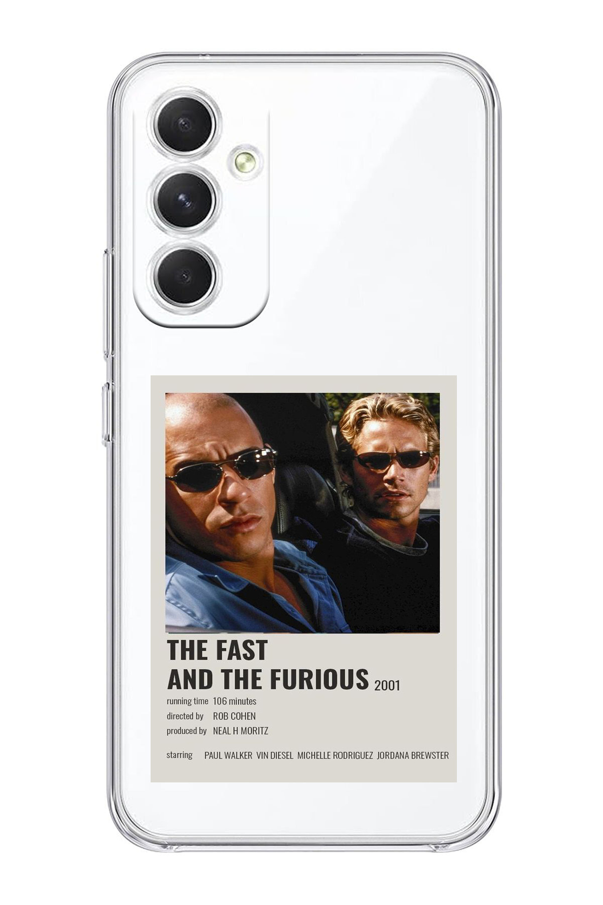 Samsung Galaxy A24 Compatible Transparent Phone Case with Fast and Furious Minimalist Poster Pattern