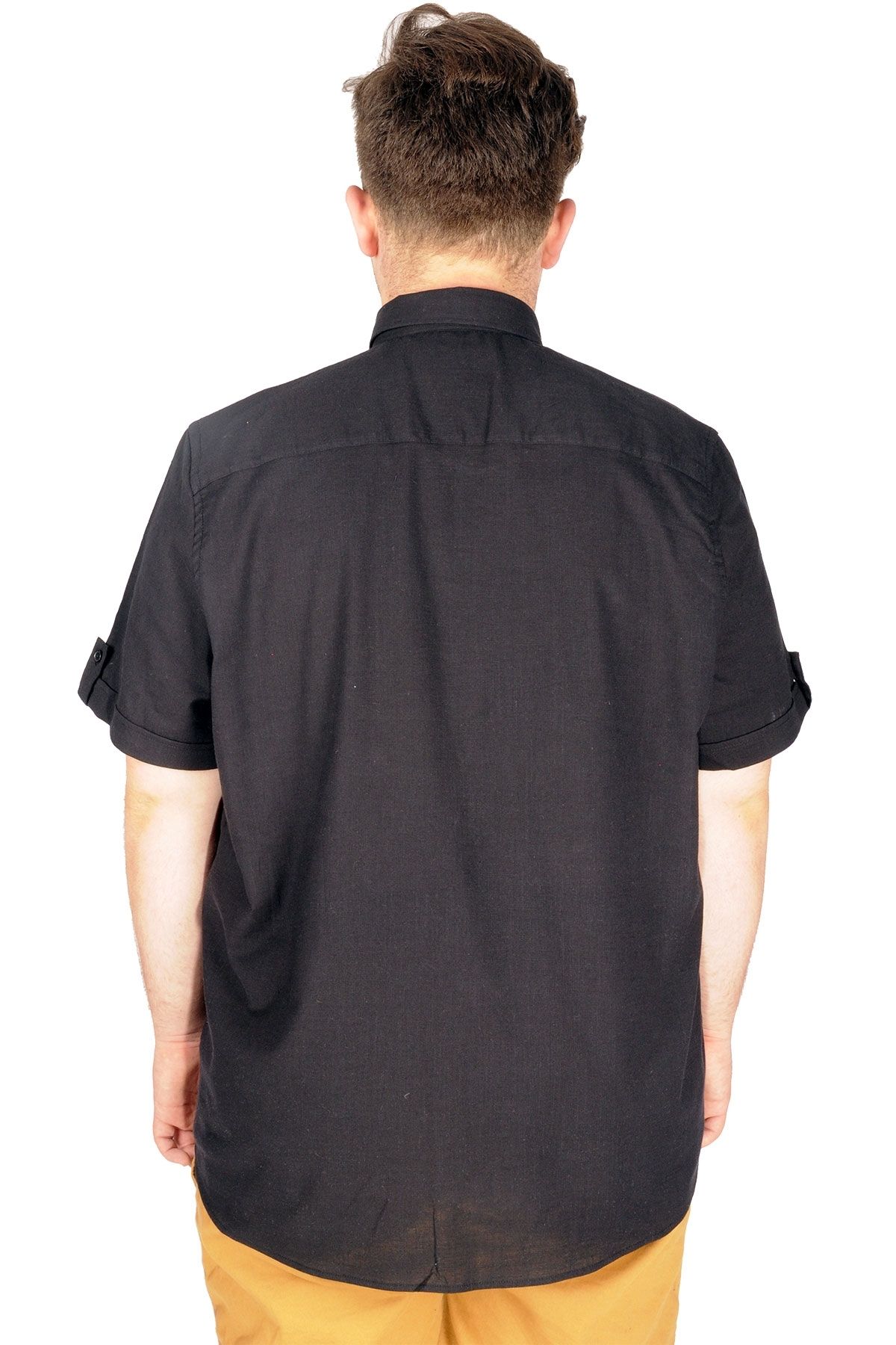 ModeXL-Mode Xl Plus Size Linen Lycra Shirt with Pockets 20389 4