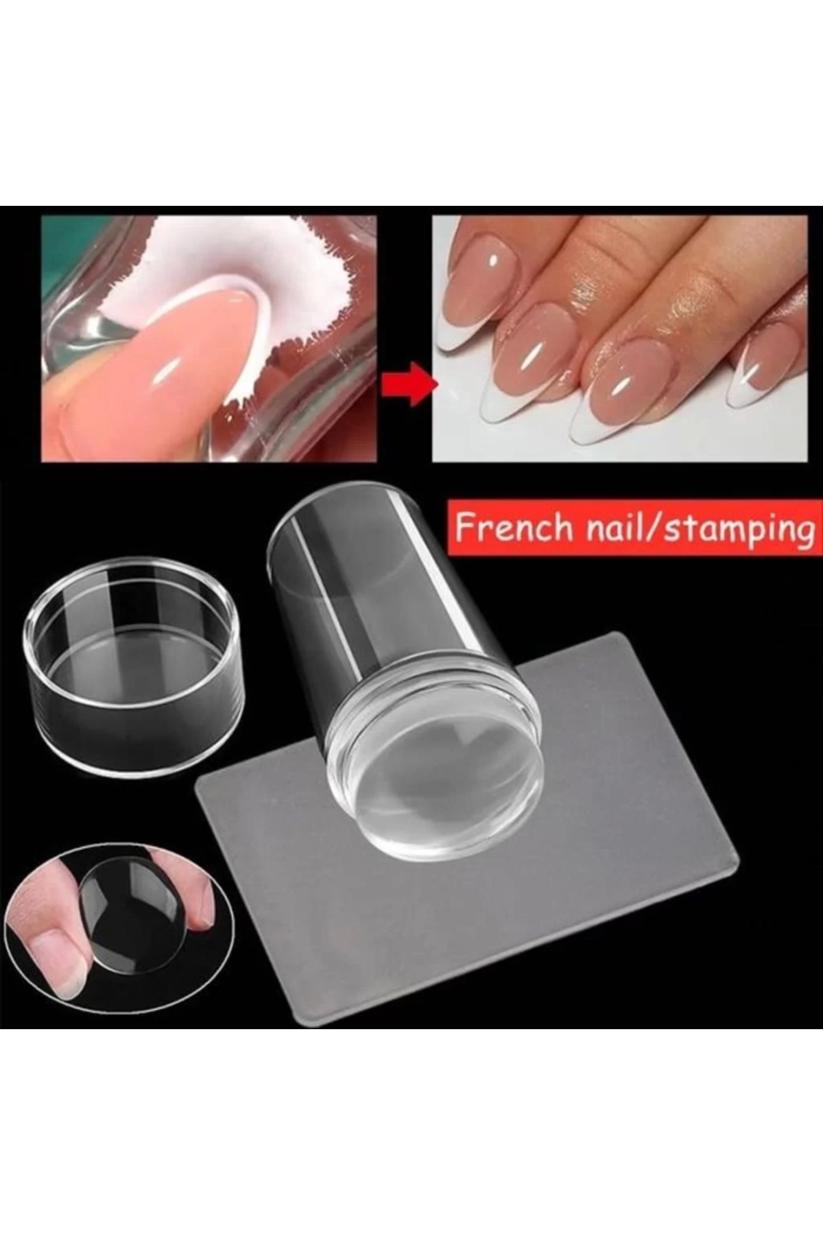 Silikon Oje Şekillendiricisi, Tırnak Süs Damgalama Aleti, French Nail Stamper — سفید YeniGeldi0004 — تصویر 3 از 5
