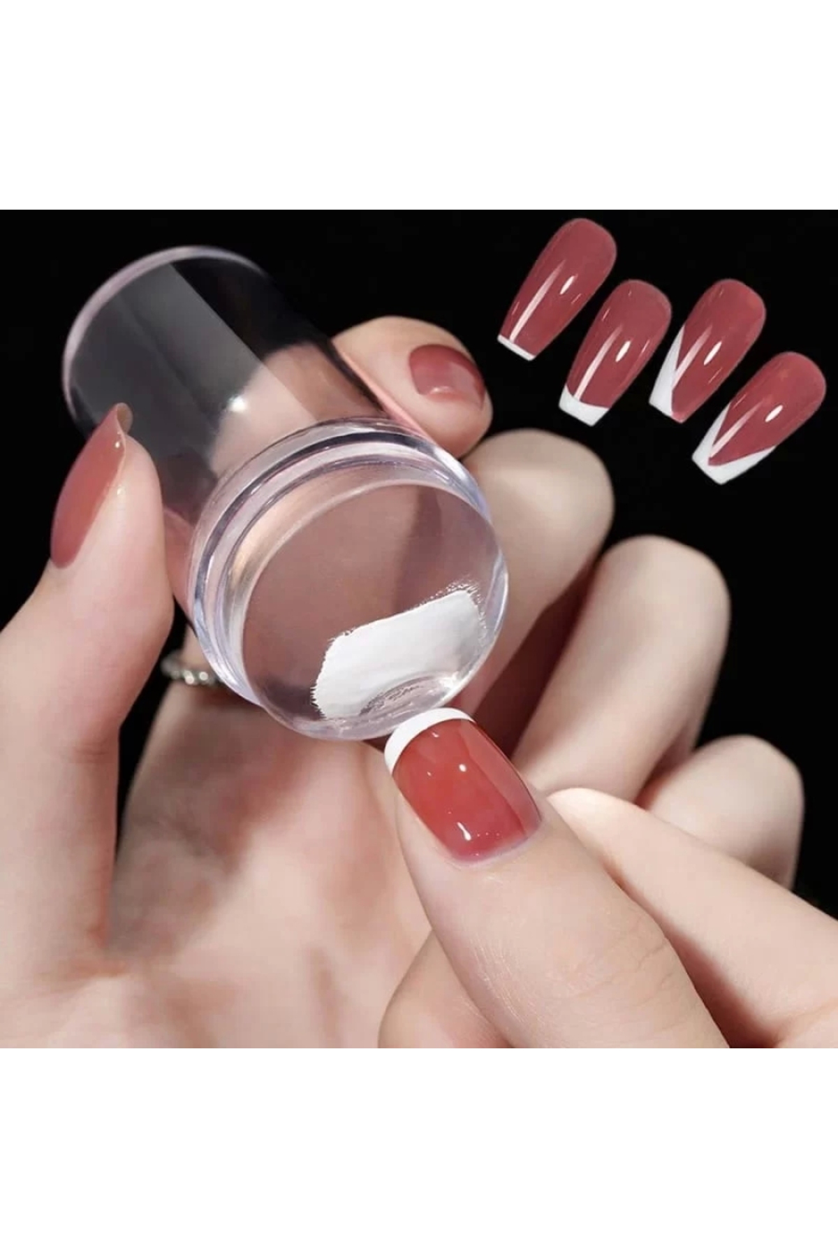 Silikon Oje Şekillendiricisi, Tırnak Süs Damgalama Aleti, French Nail Stamper — سفید YeniGeldi0004 — تصویر 2 از 5