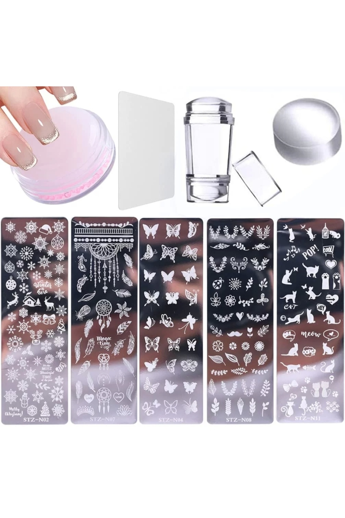 Silikon Oje Şekillendiricisi, Tırnak Süs Damgalama Aleti, French Nail Stamper — سفید YeniGeldi0004 — تصویر 5 از 5