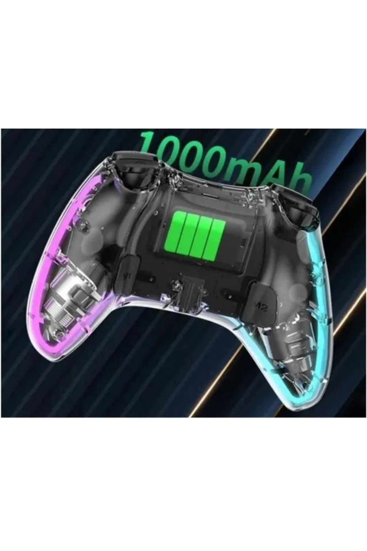 Ape RGB Gamepad Oyun Kolu Şeffaf 1000 mAh Kablosuz Ps3-Ps4-Tv-Pc-İos Uyumlu Wirelles 5