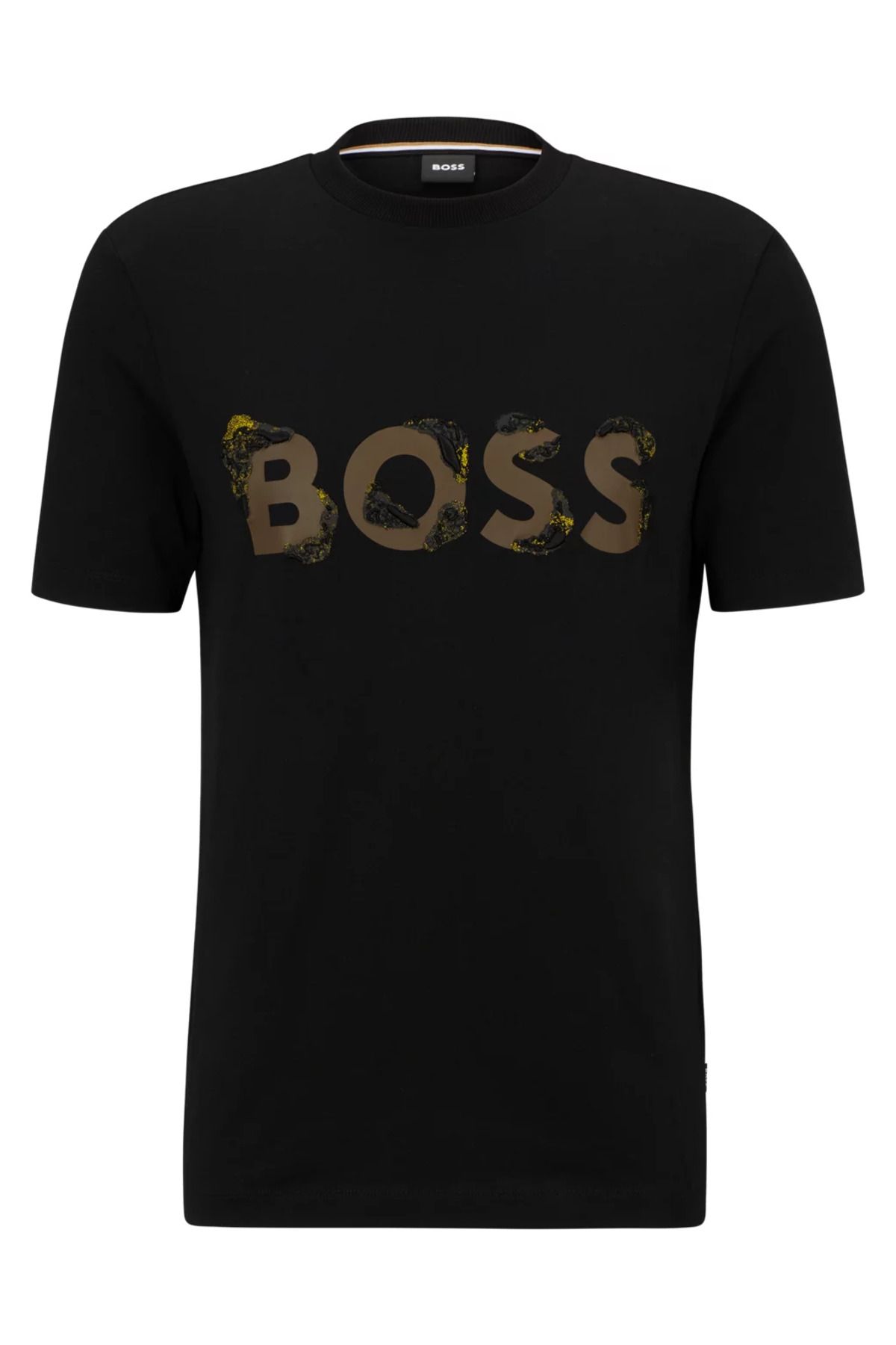 تی شرت مردانه ورود به سیستم 100 ٪ پنبه با آستین کوتاه سیاه 50499584 001 BOSS