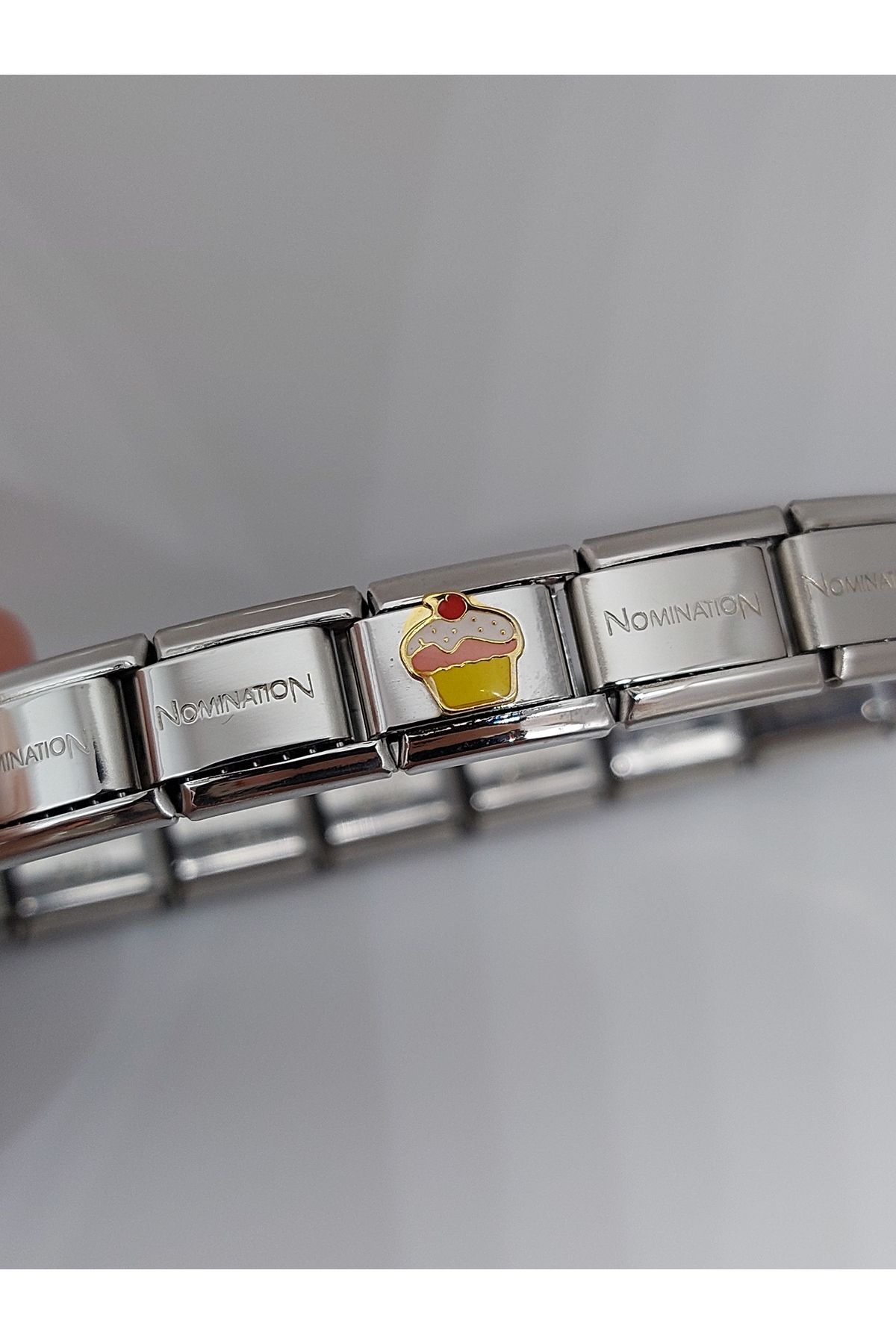 Stainless steel charm shop bracelet