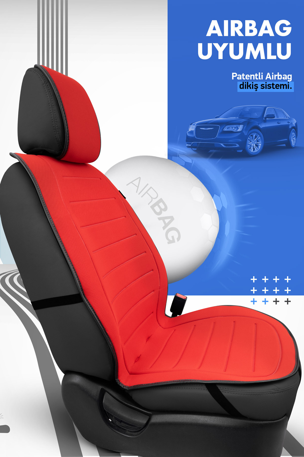 Otom Active Line Design Koruyucu Oto Koltuk Minderi - Kırmızı fotoğrafı 2 (önizleme)