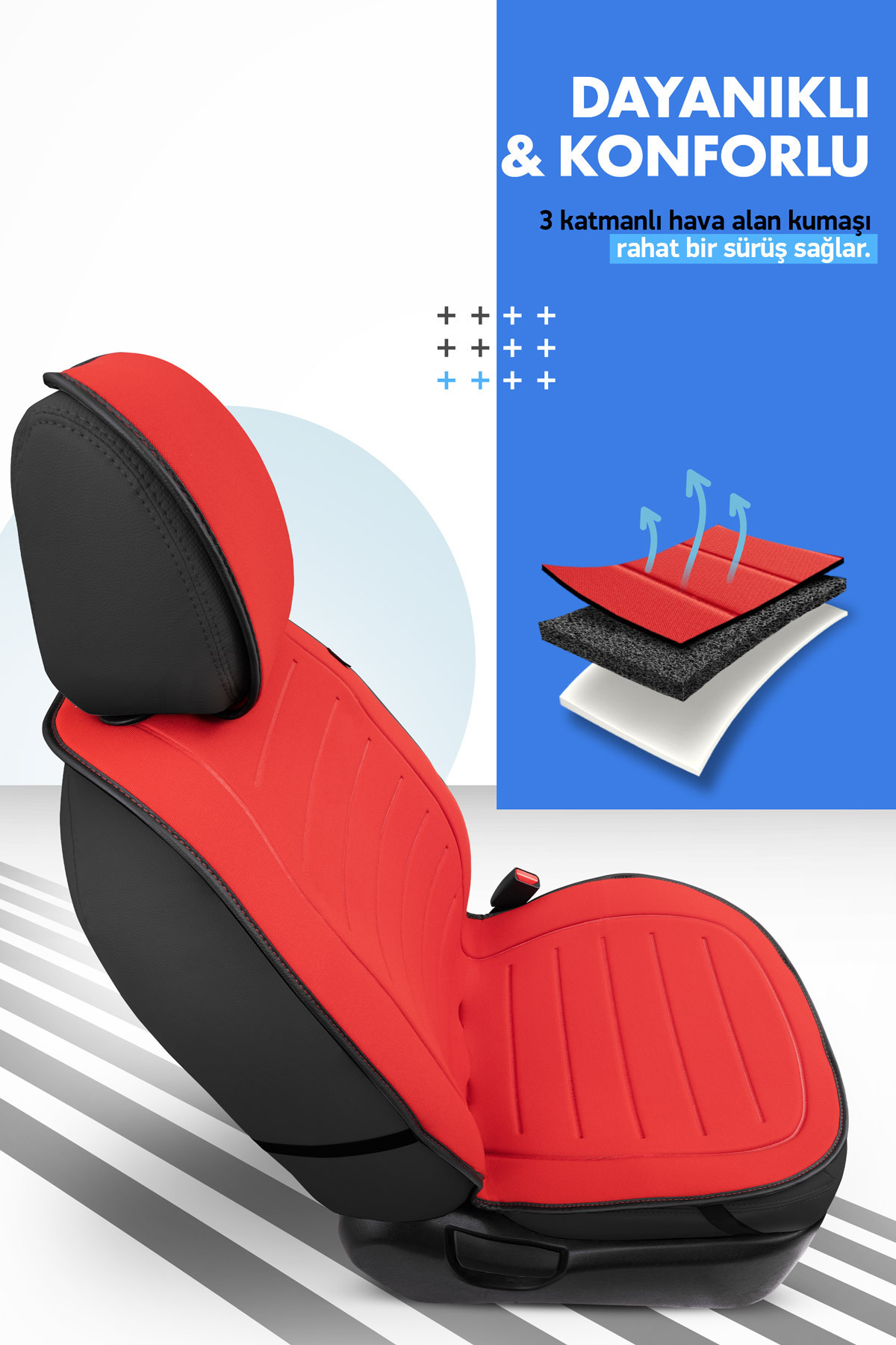 Otom Active Line Design Koruyucu Oto Koltuk Minderi - Kırmızı fotoğrafı 4 (önizleme)