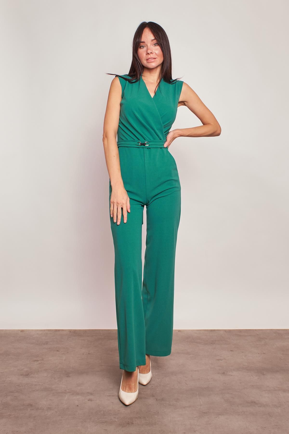 Jument Lycra Crepe Fabric Front Pleated Double Breasted Wrap