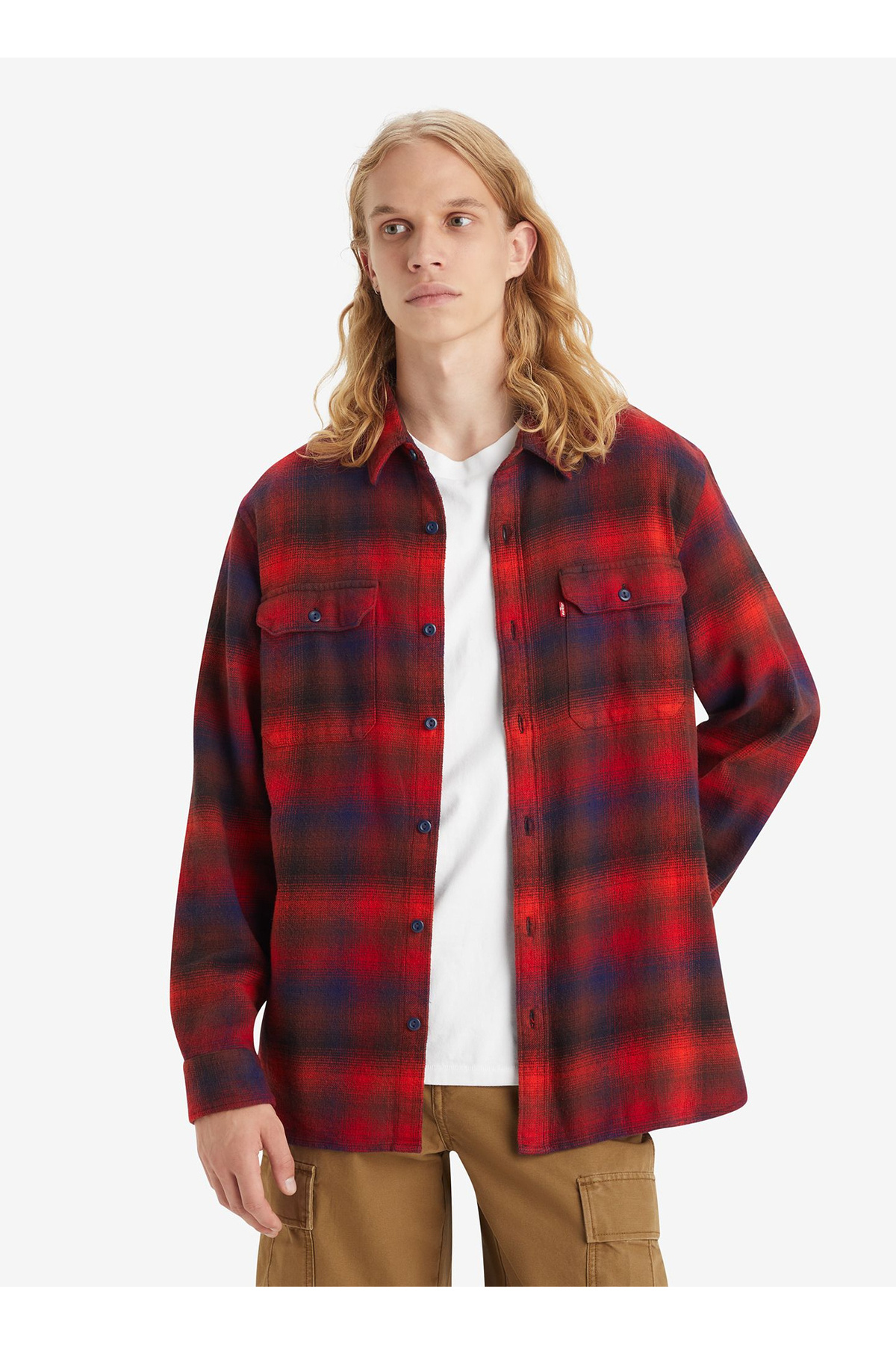 پیراهن لیوایز مردانه 100% پنبه قرمز بیسیک شطرنجی Regular/رگولار    بیسیک Daily/روزانه | Levi's 5003052572 BA - تصویر 3