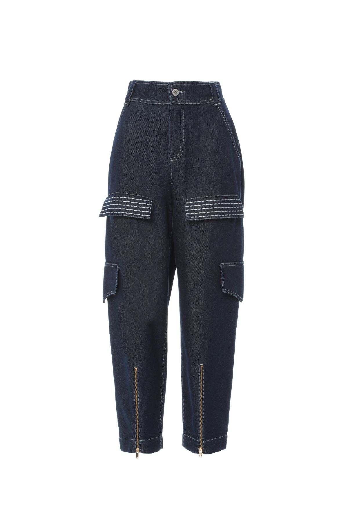 GIZIA شلوار جین زیپ دار با جیب های گلدوزی شده