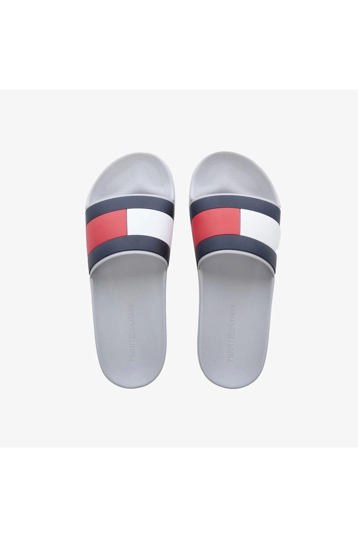 Grey tommy hilfiger slides hotsell
