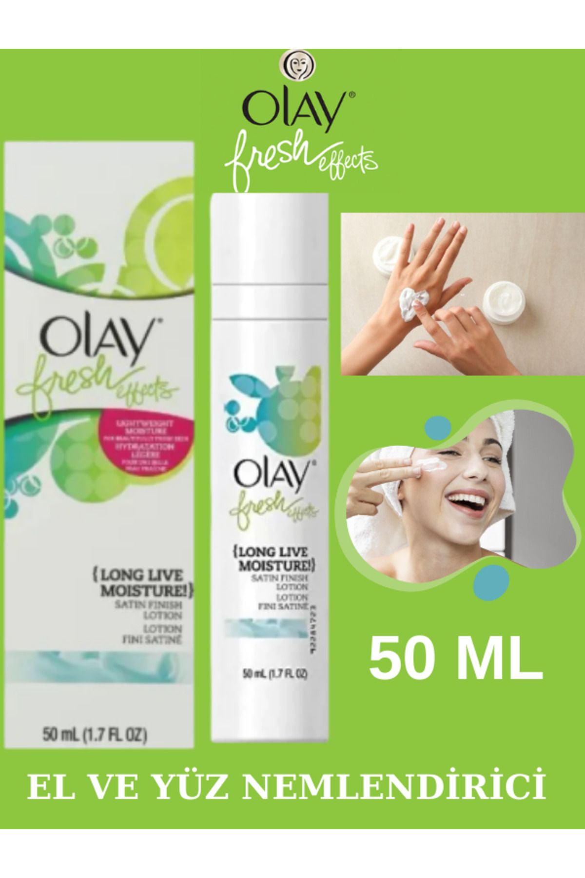 OLAY-Fresh Effects Elveface 50ml - Light and Soft Satin Lotion, Most Suitable for All Skin Types 1