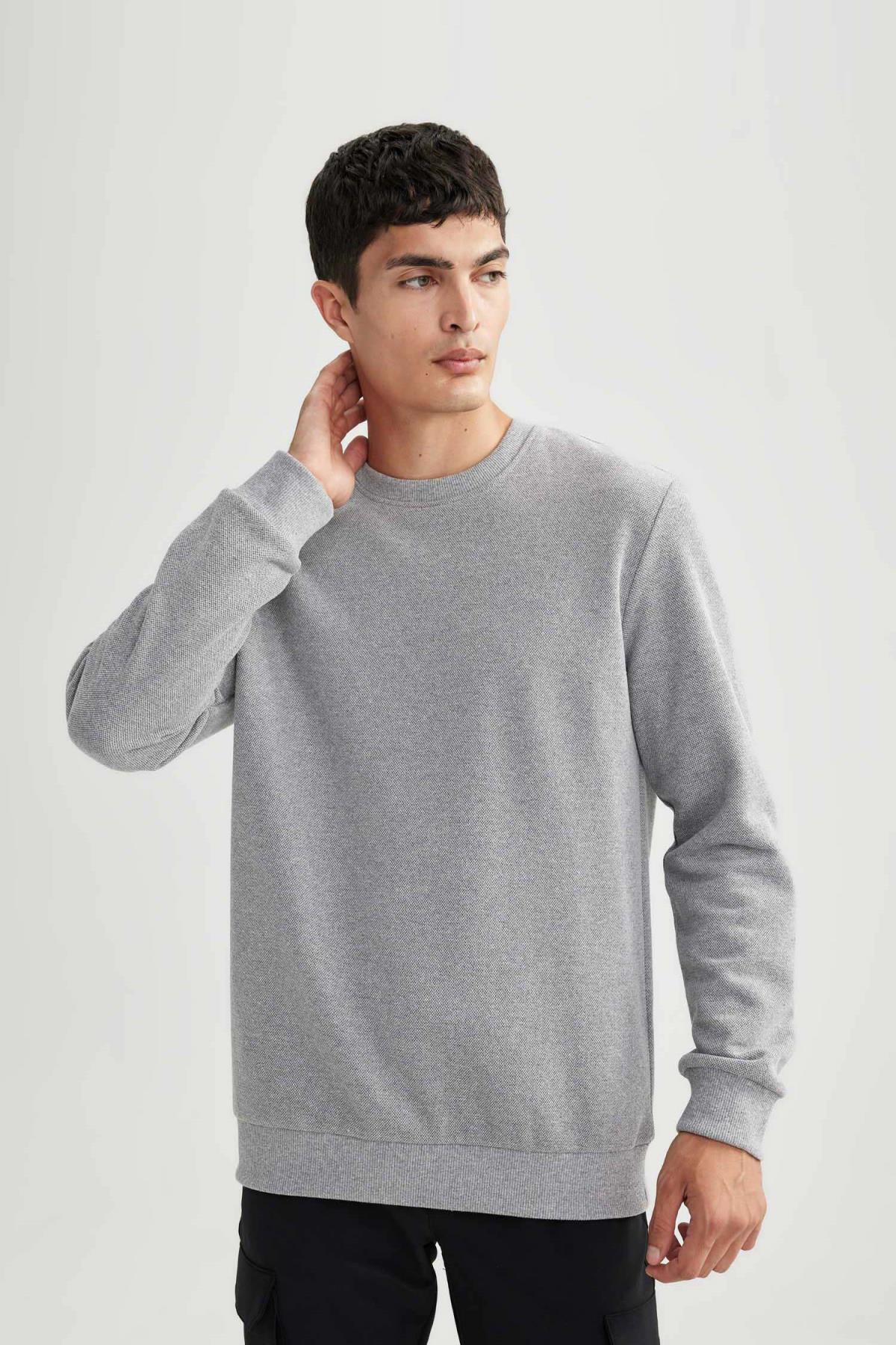 سویشرت مردانه خاکستری دفاکتو | U5847AZ23AU اورجینال - تصویر 5