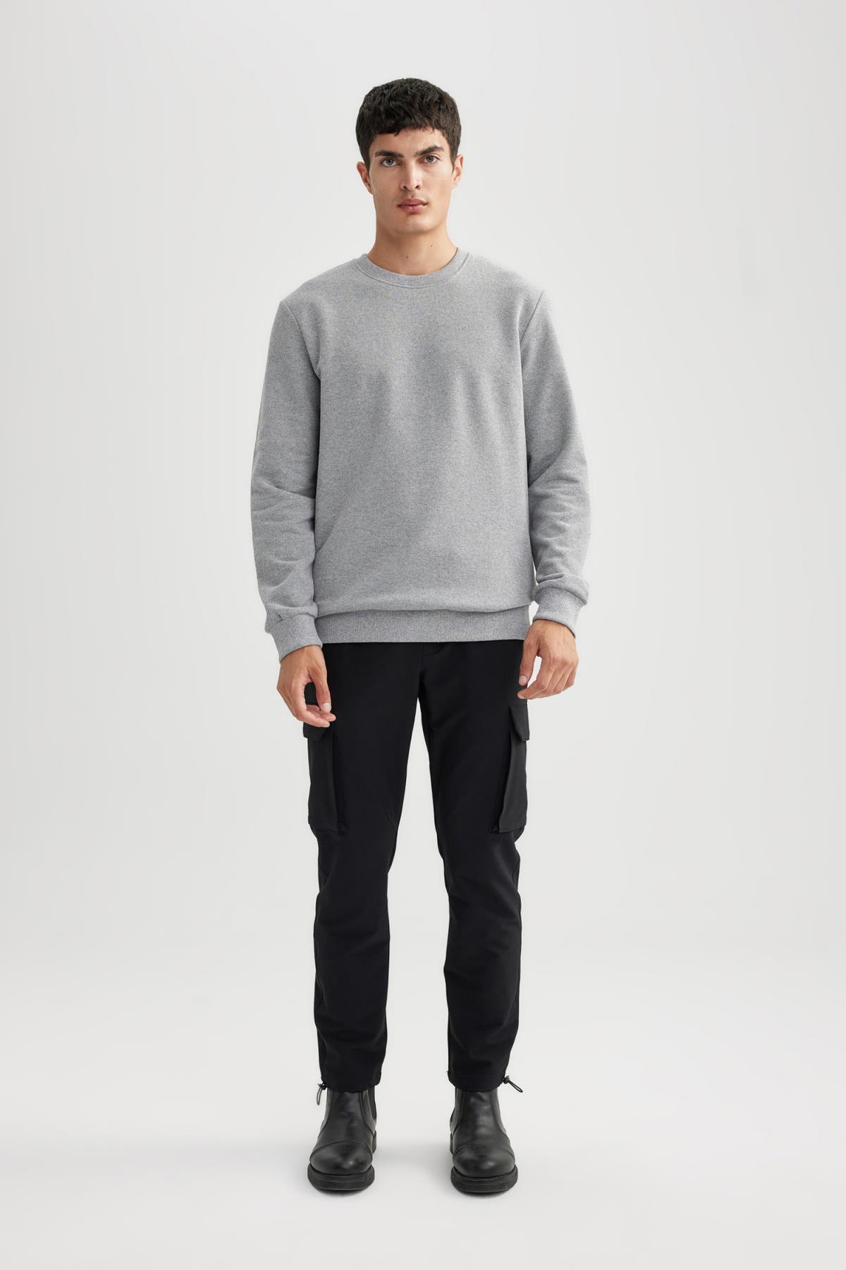 سویشرت مردانه خاکستری دفاکتو | U5847AZ23AU اورجینال - تصویر 2