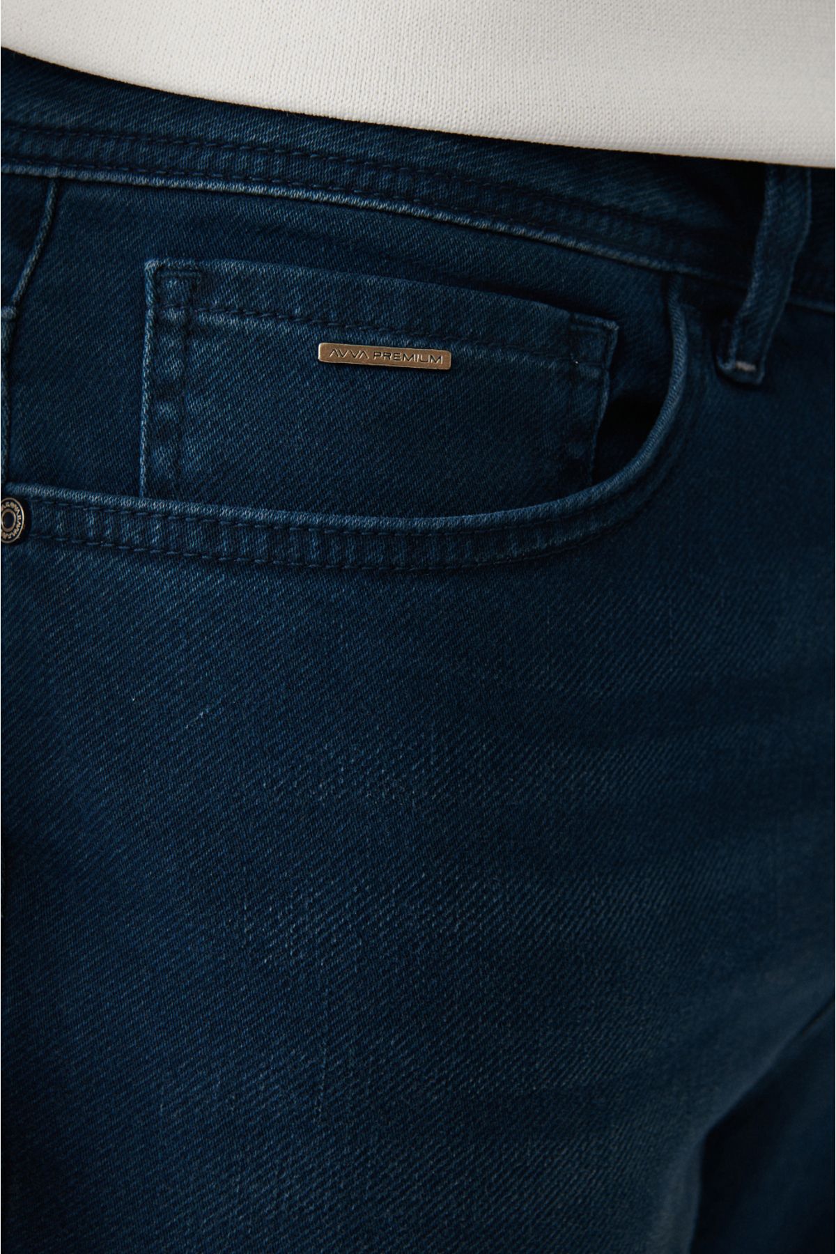 Avva شلوار جین مردانه نیلی عتیقه شسته شده باریک و Flexible Fit Slim B003521