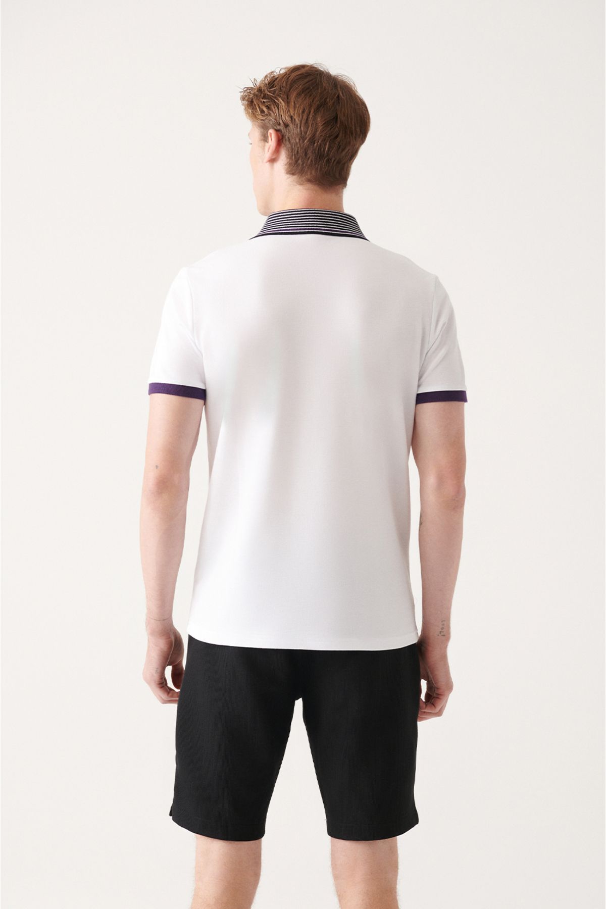 Avva تی شرت مردانه یقه پولو 100% پنبه ای سفید با برش معمولی A31Y1166