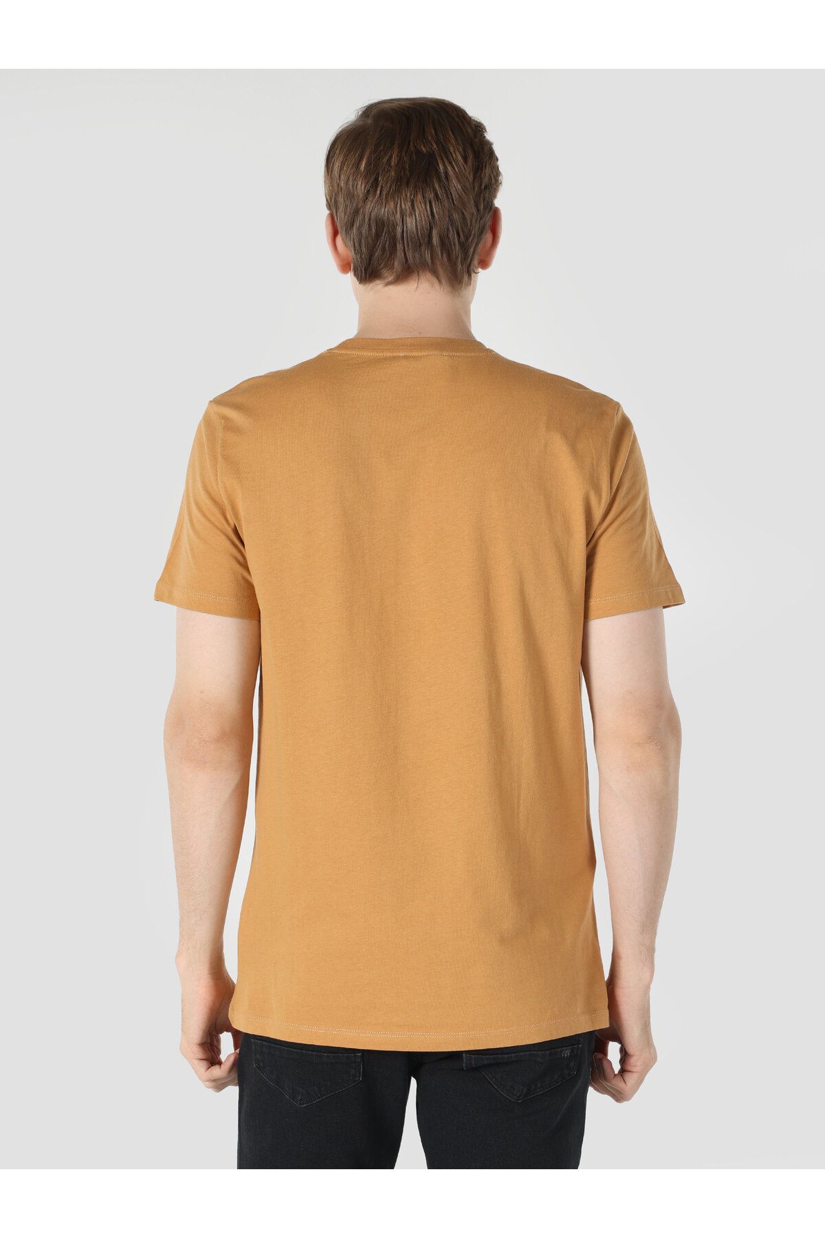 Colin’s یقه دوچرخه مناسب به طور منظم چاپ شده آستین کوتاه مردانه قهوه ای T shirt