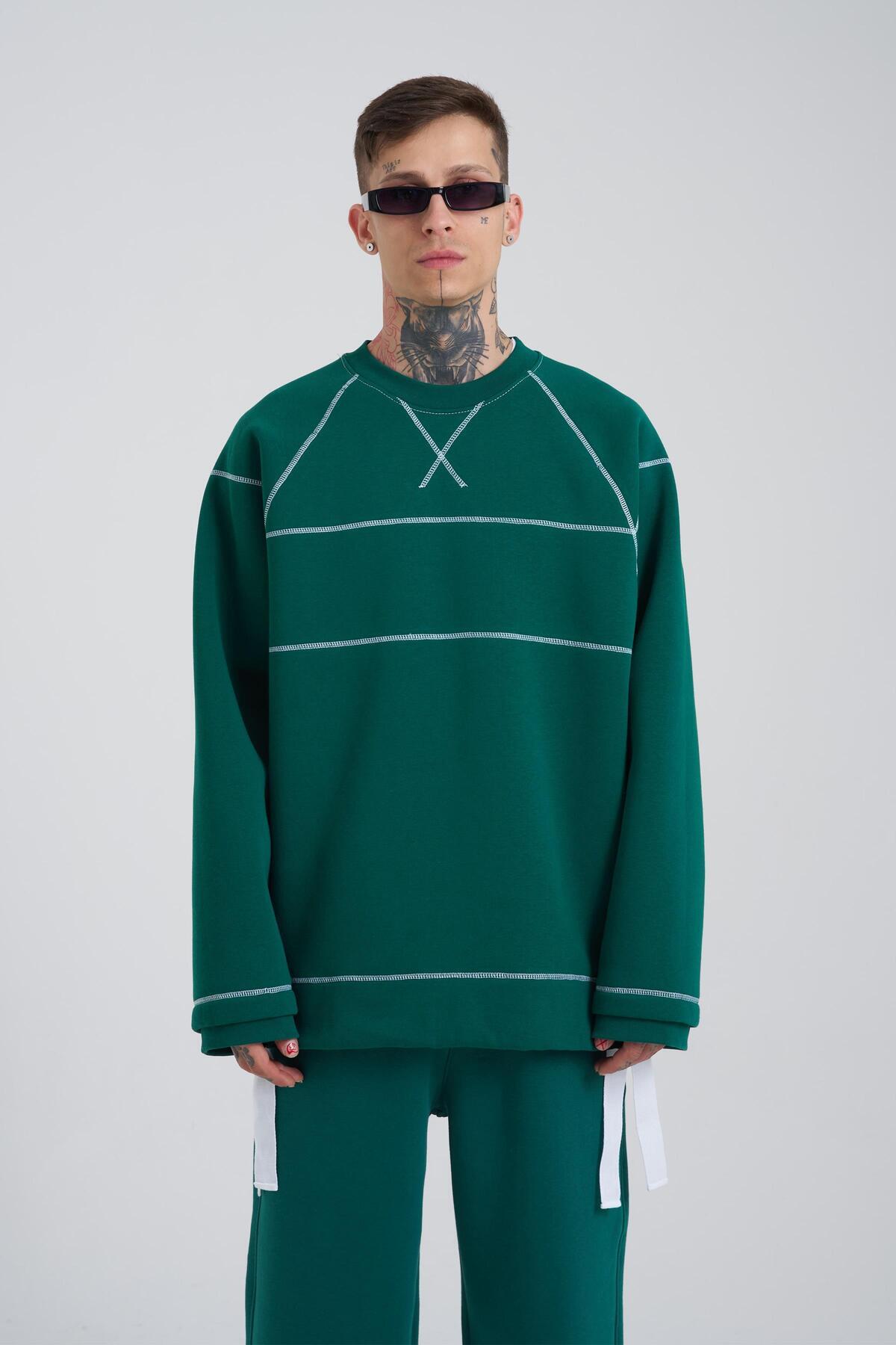 سوئیشرت مردانه با جزئیات دوخت اکرو سایز بزرگ