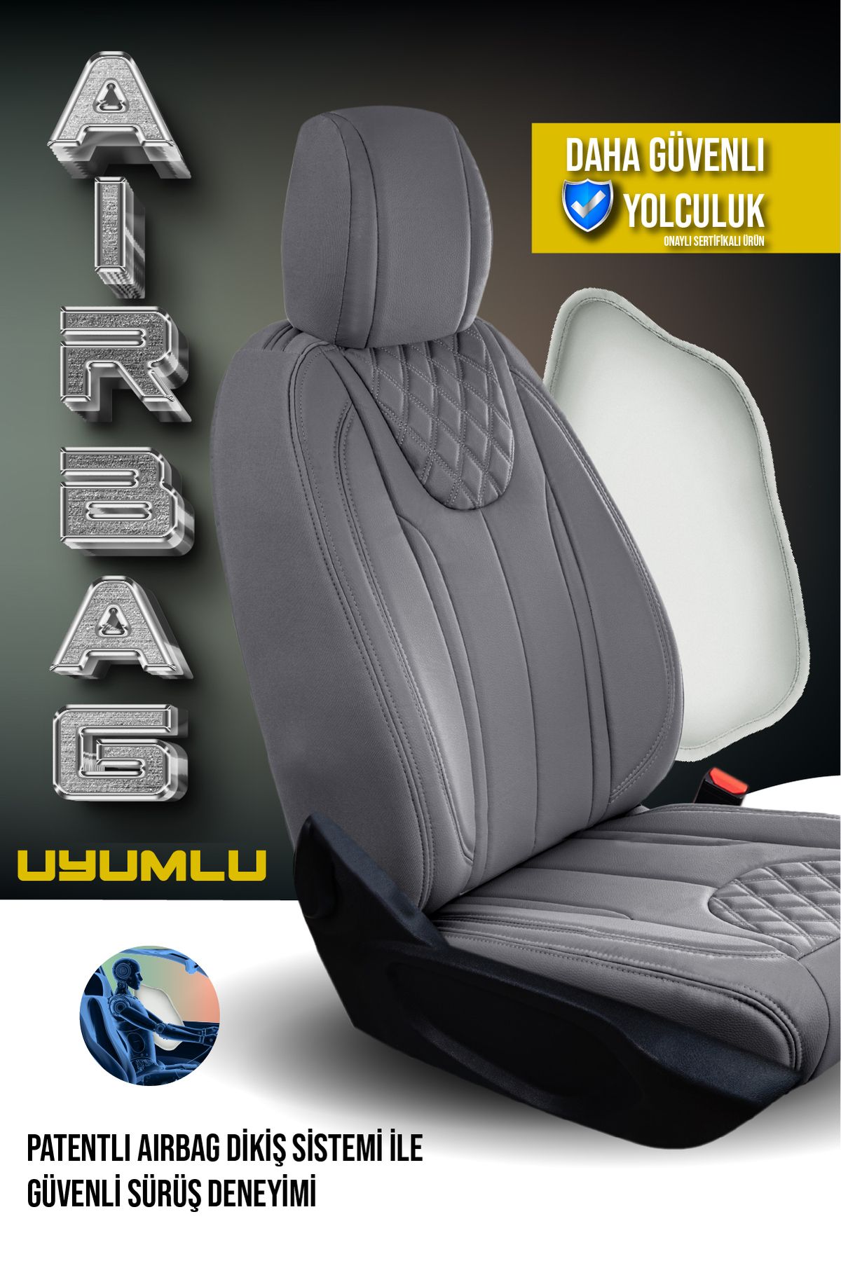 PlusOto Peugeot 207 Compatible Lion Series Leather Smoked Car Seat