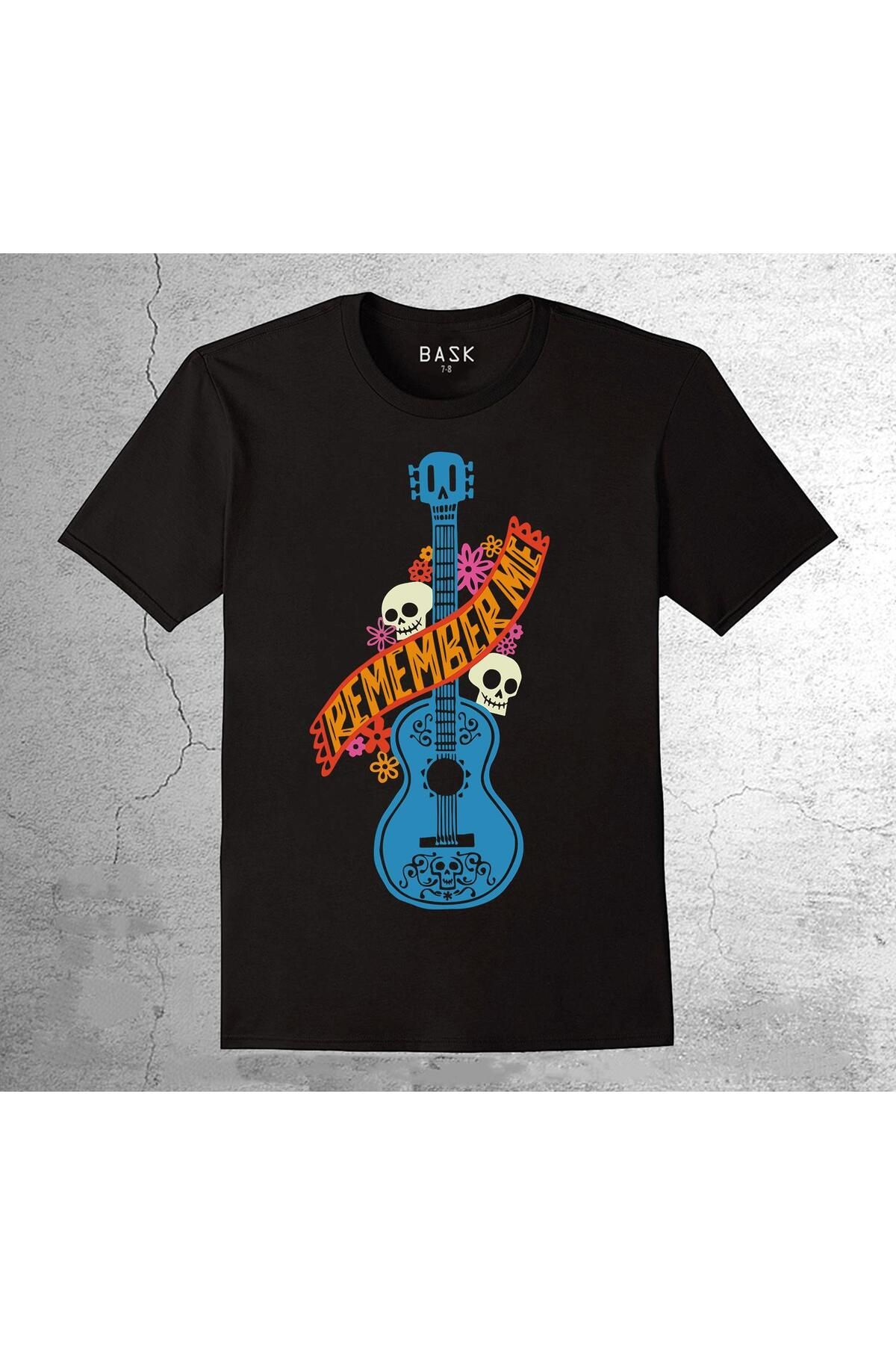 baskwear Chitară Chitară Remember Me Skull Skull Flowers Tricou Pentru Copii Masculin - 9-10 ani