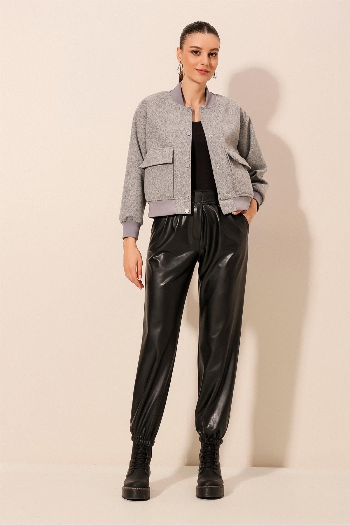 Bigdart-0688 Double Pocket Crop Jacket - Gray 2