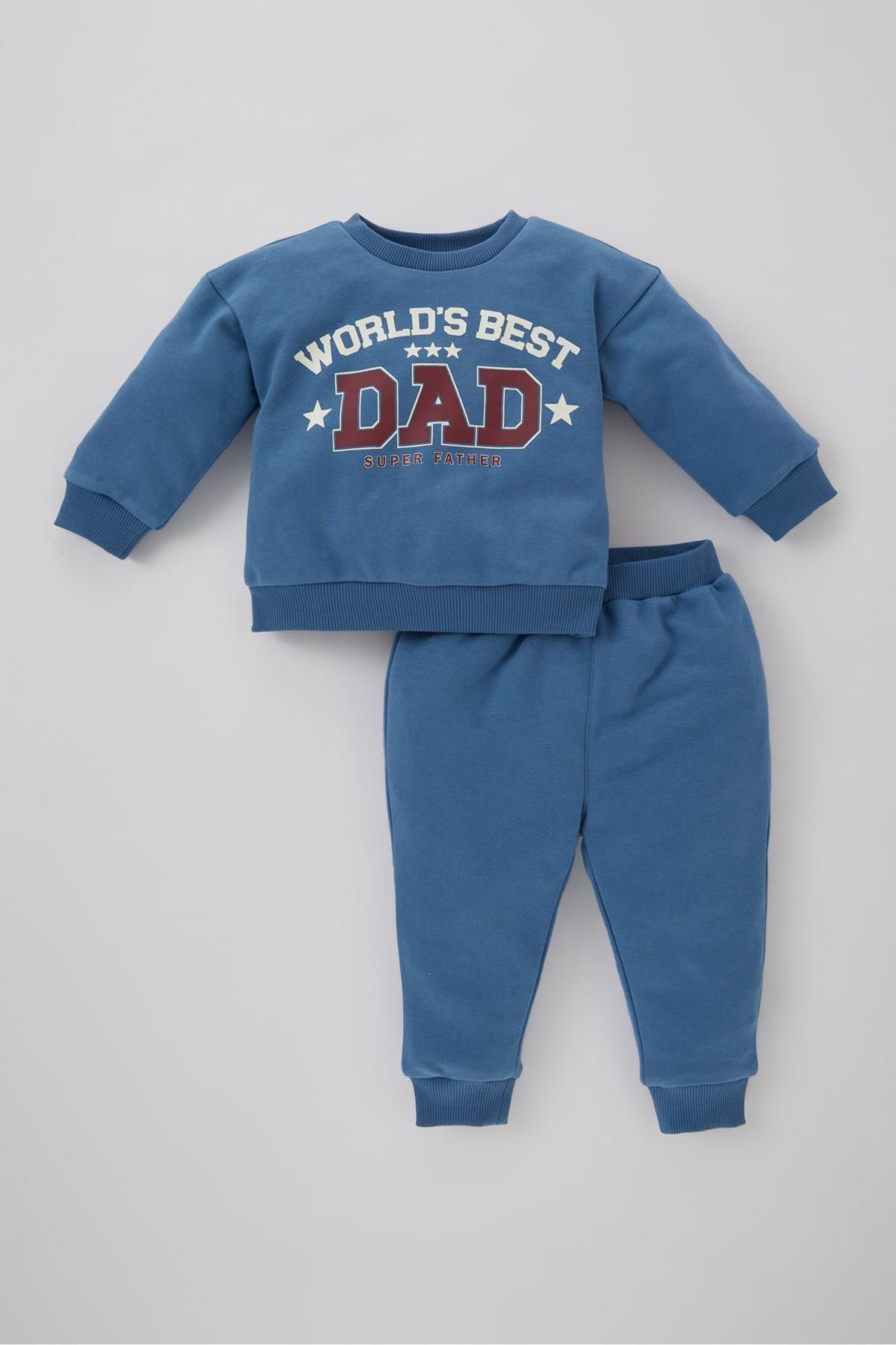 Defacto Baby Boy Slogan Printed Sweatshirt Tracksuit Bottoms 2