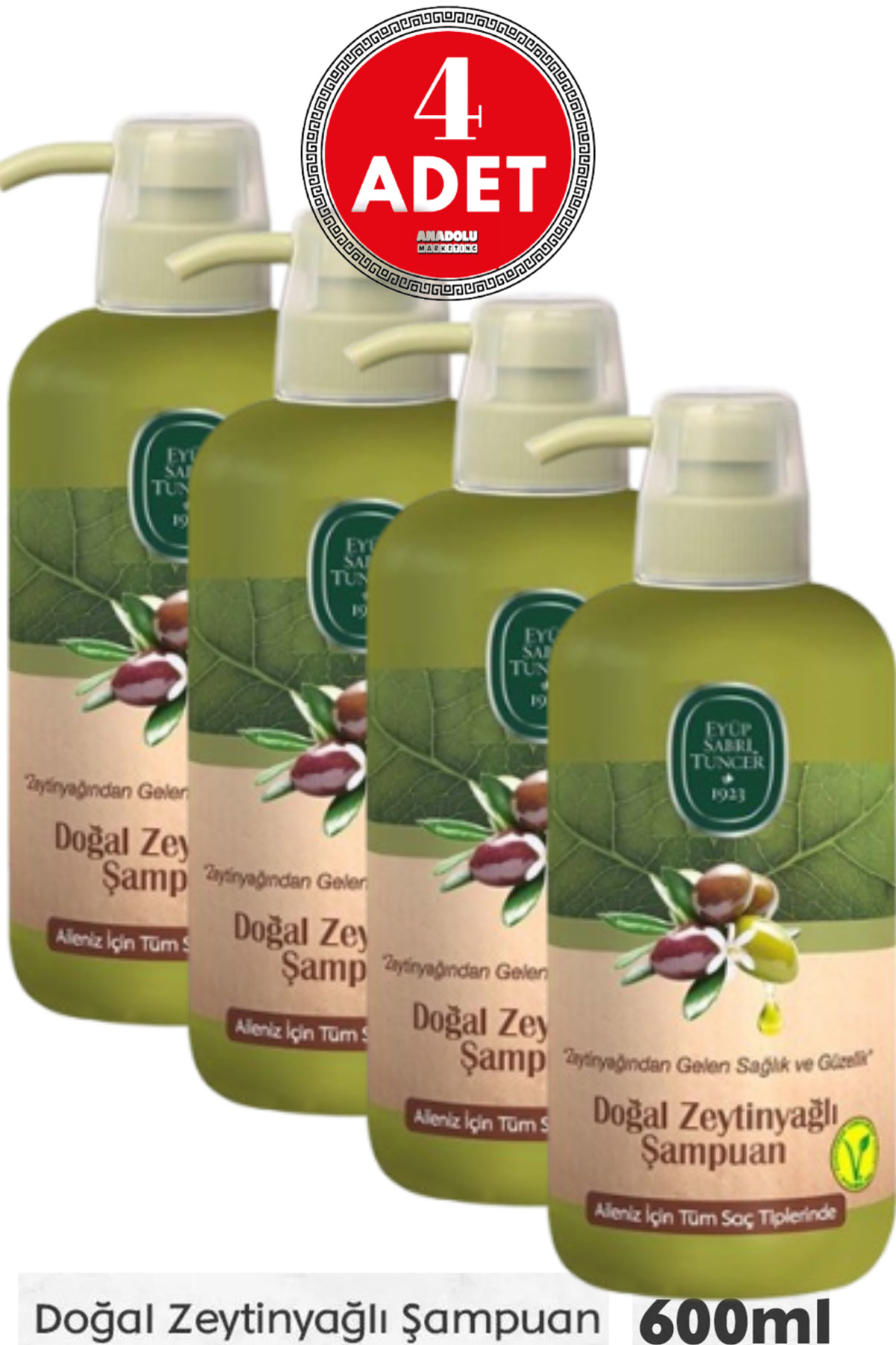 Doğal Zeytinyağlı Şampuan 600 ml 4 Adet