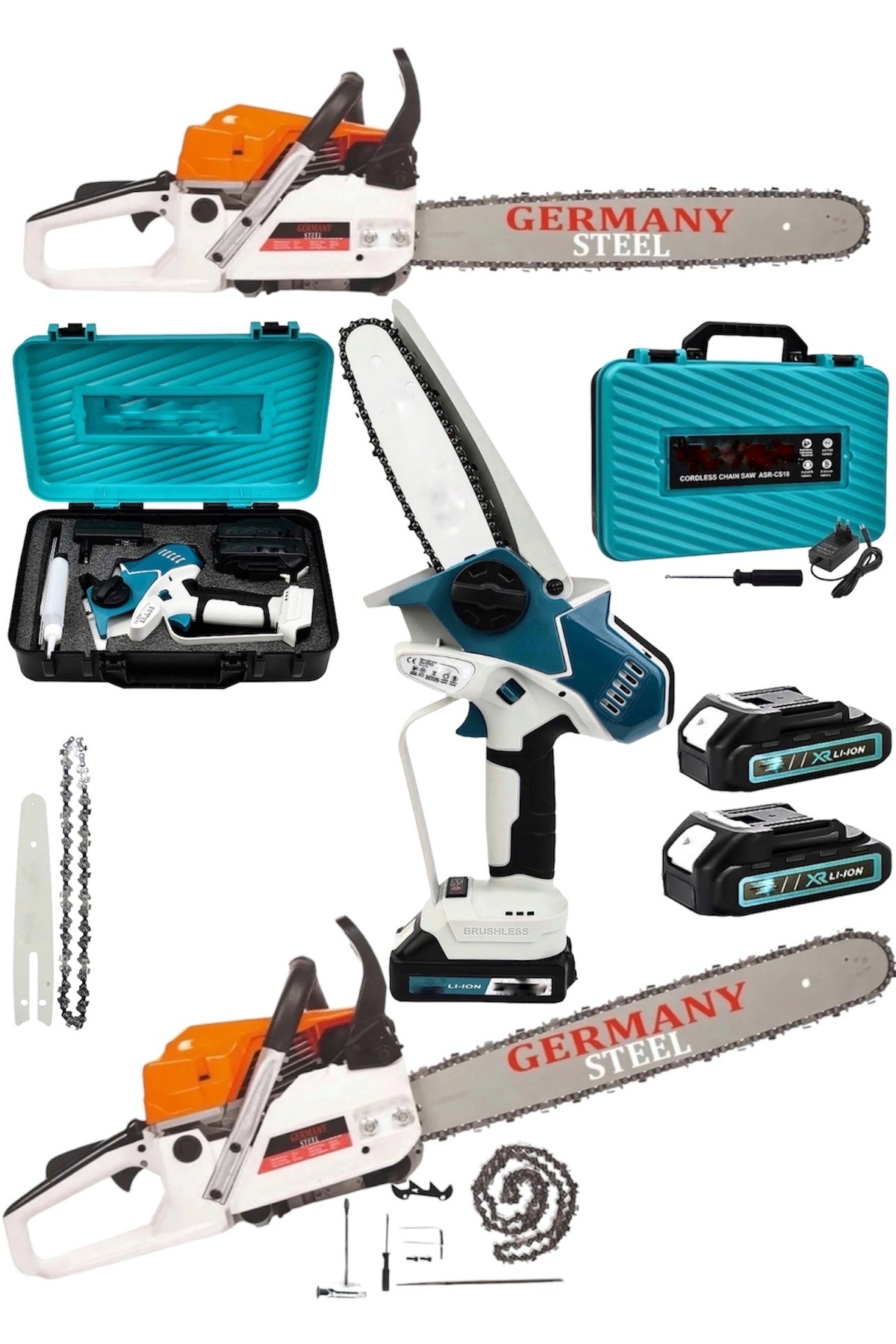 Germany Steel 2'li Set 9 HP Benzinli Odun Ağaç Hızar Motoru 598Vf