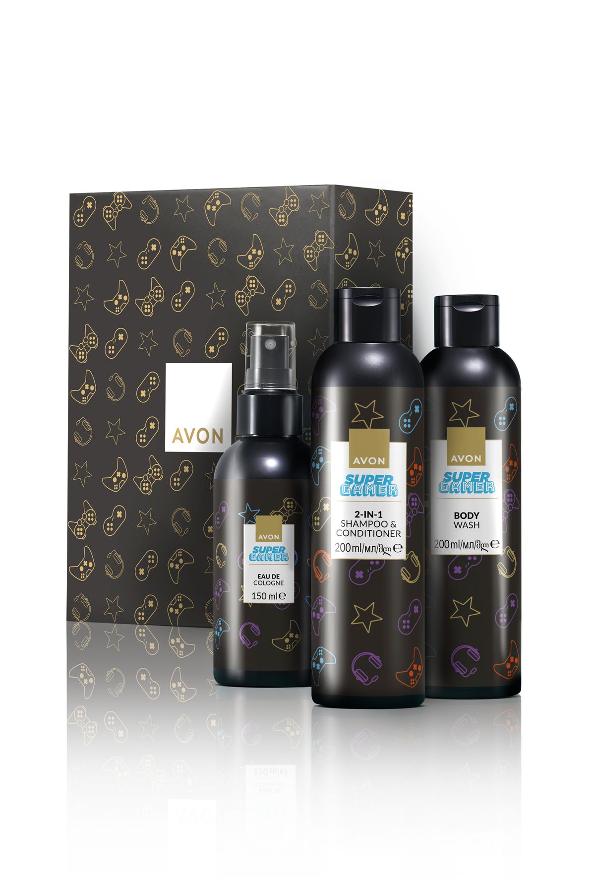 AVON Super Gamer Erkek Çocuklar için Parfüm Şampuan Saç Kremi ve Duş Jeli Hediye Seti