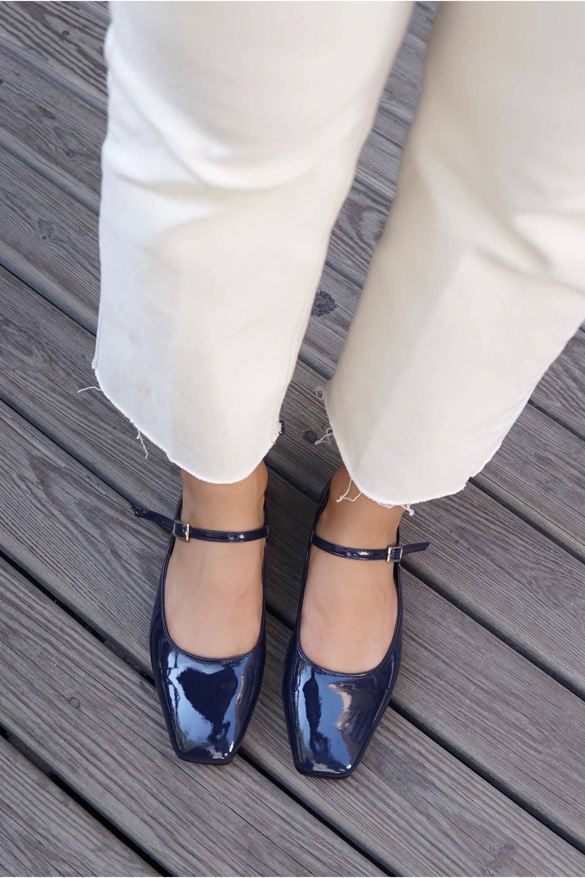 LAM NTA Ballerina Flats Dark blue Flat Trendyol