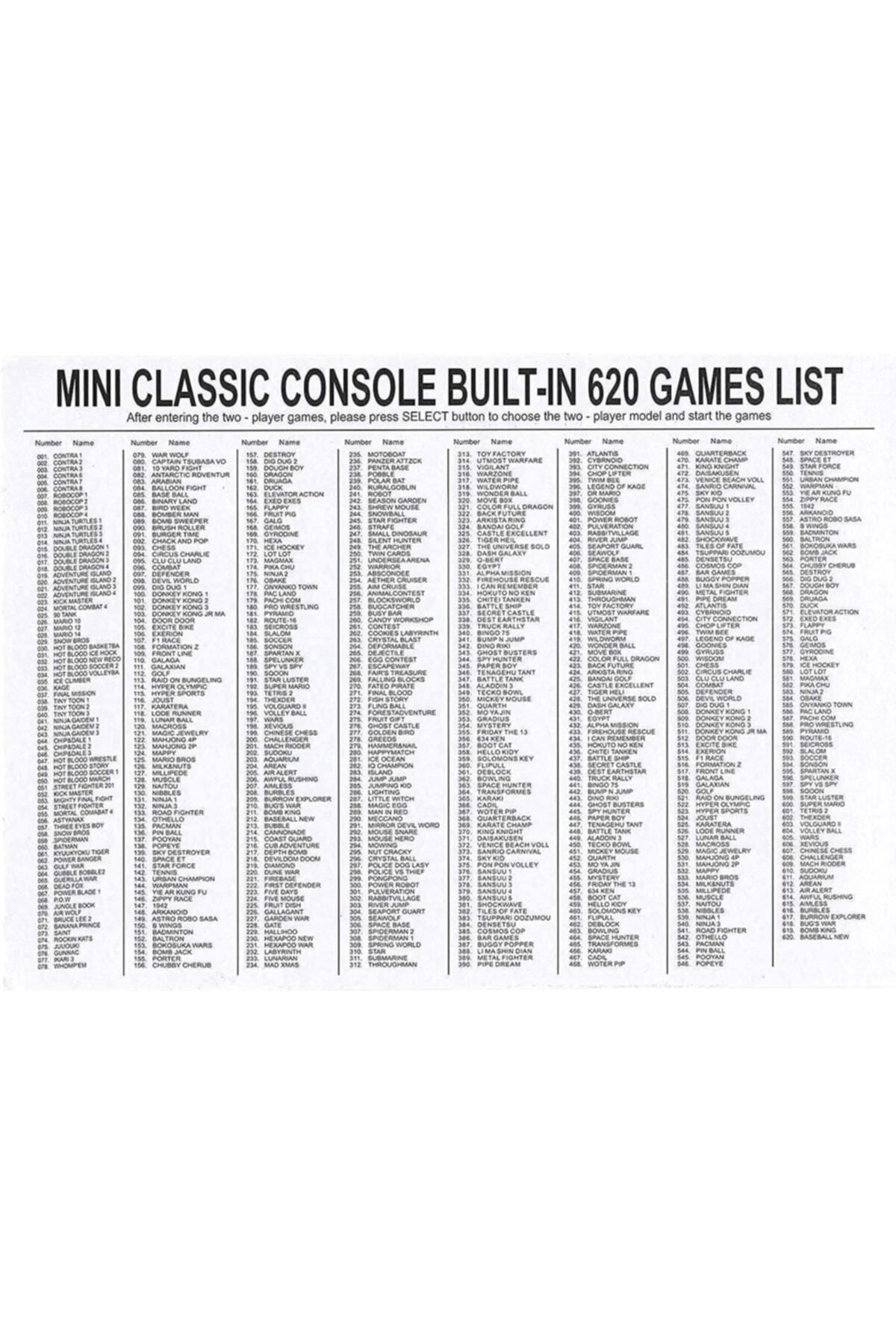 Mini retro nintendo 620 hot sale games list