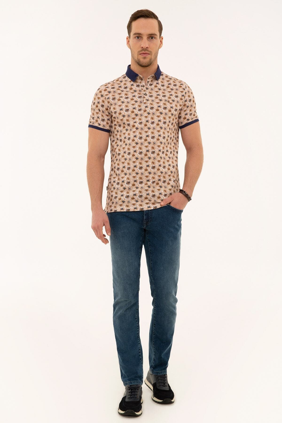 تیشرت مردانه قهوه ای پیرکاردین | G021GL011.000.1006891 اورجینال - تصویر 4