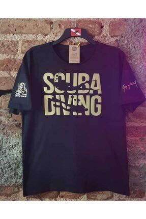 Scuba Diving Dalış Temalı Siyah Tiişört ORGK8511901310