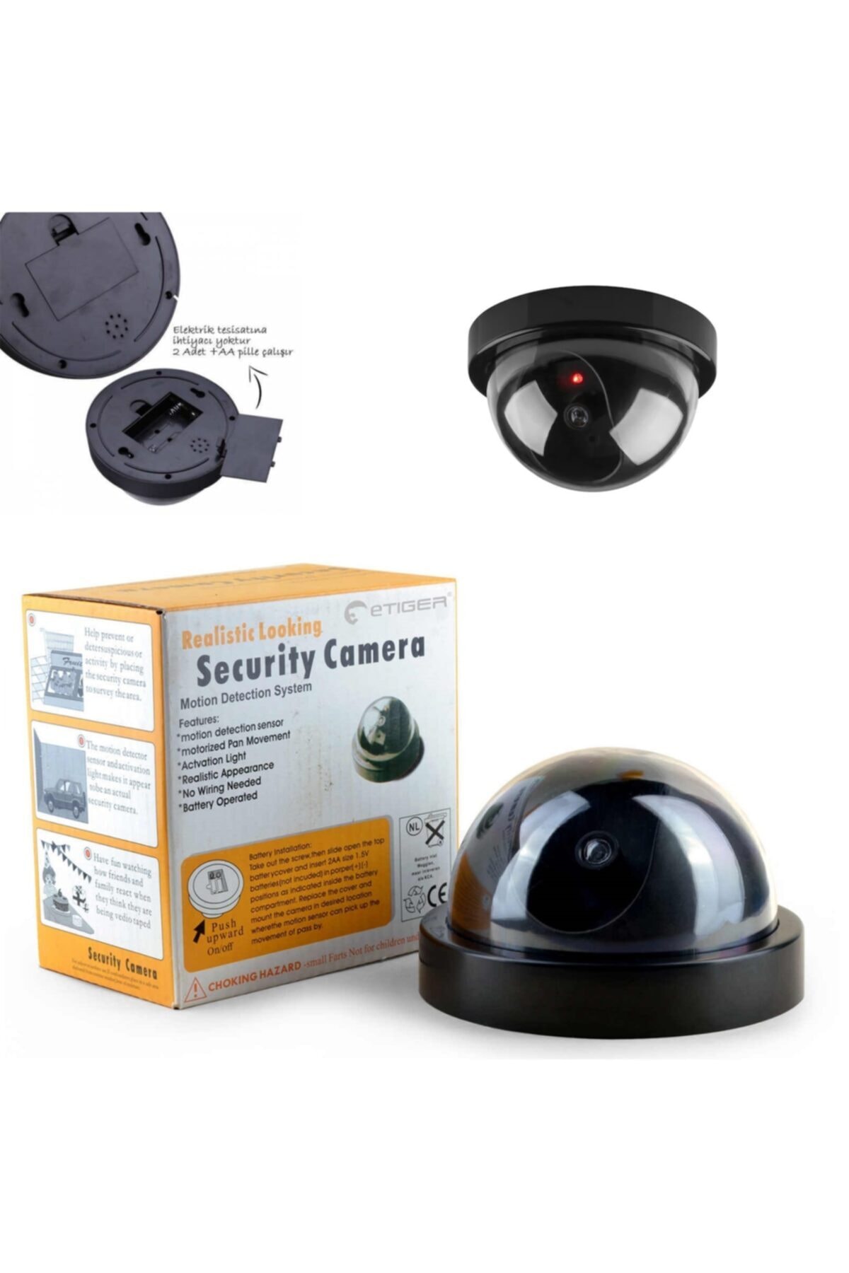 Genel Markalar 3 Adet Led Işıklı Sahte Dome Güvenlik Kamerası