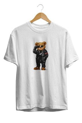 Motosikletli Cool Ayı Teddy Bear Tişörtü BRL-TS-0140