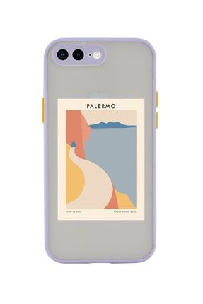 Iphone 8 Plus Uyumlu Lila Kamera Lens Korumalı Palermo Desenli Lüx Telefon Kılıfı 8PLUXKORUMALI
