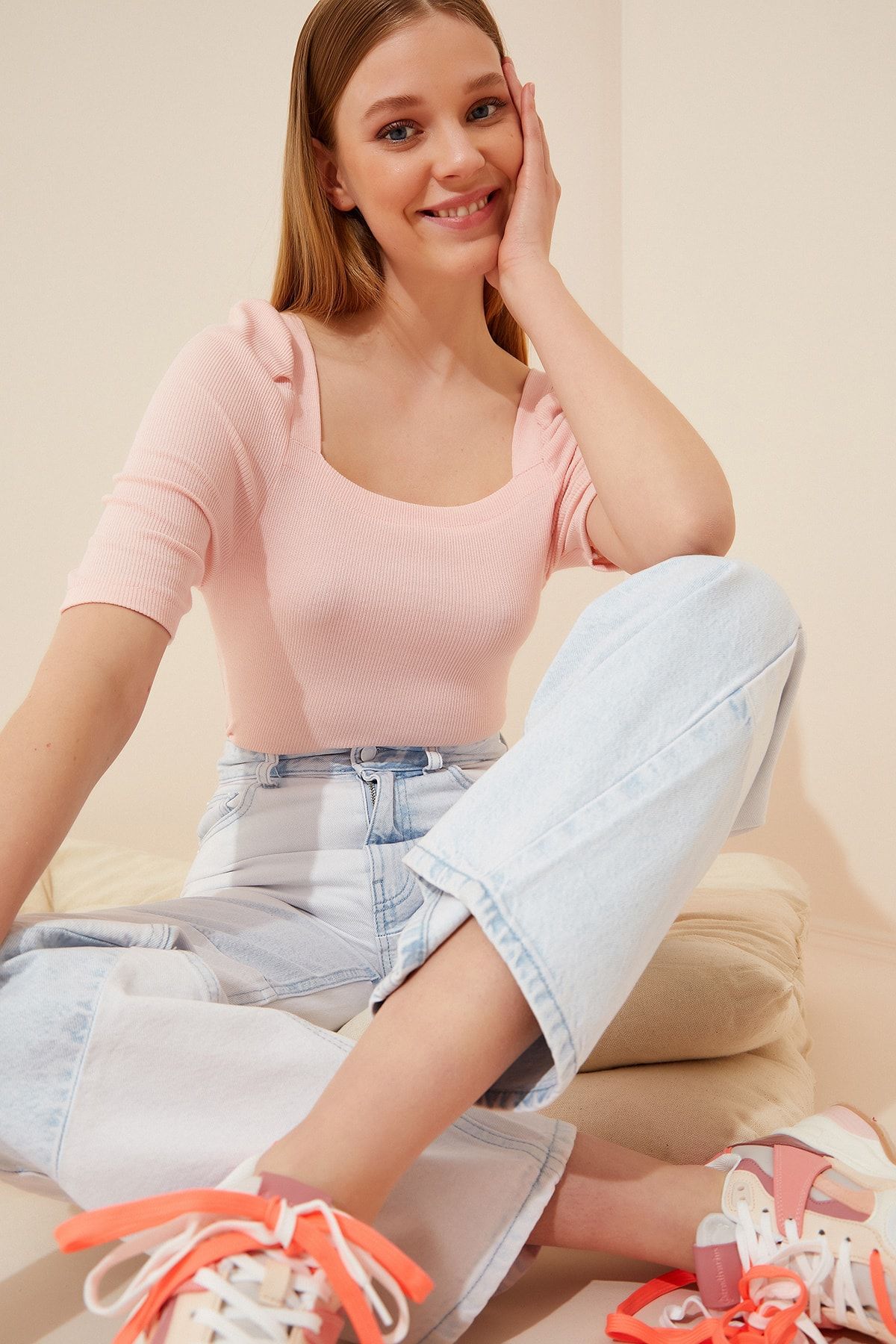 Happiness İstanbul Bluse Rosa Figurbetont