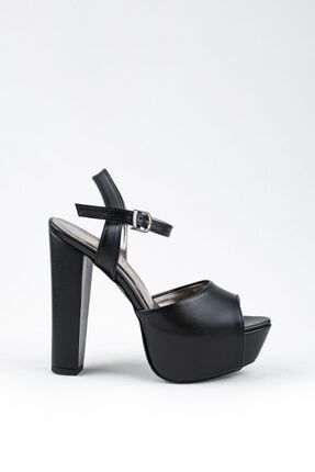 14cm Siyah Deri, Atkılı Açık Ayakkabı, Çok Dengeli Bir Modeldir. 394394