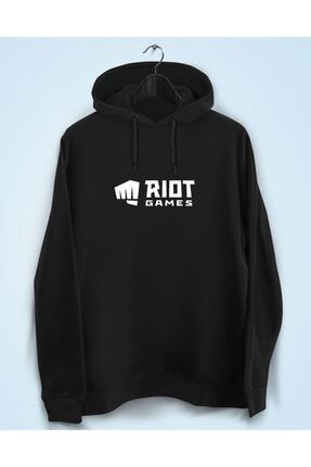 Siyah Riot Games Kapşonlu Baskılı Sweatshirt YCHY0L20032021T14