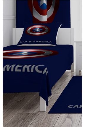 Yatak Örtüsü Kaptan Amerika 140x220 -+ Yastık Kılıfı Hediye CYÖ-111
