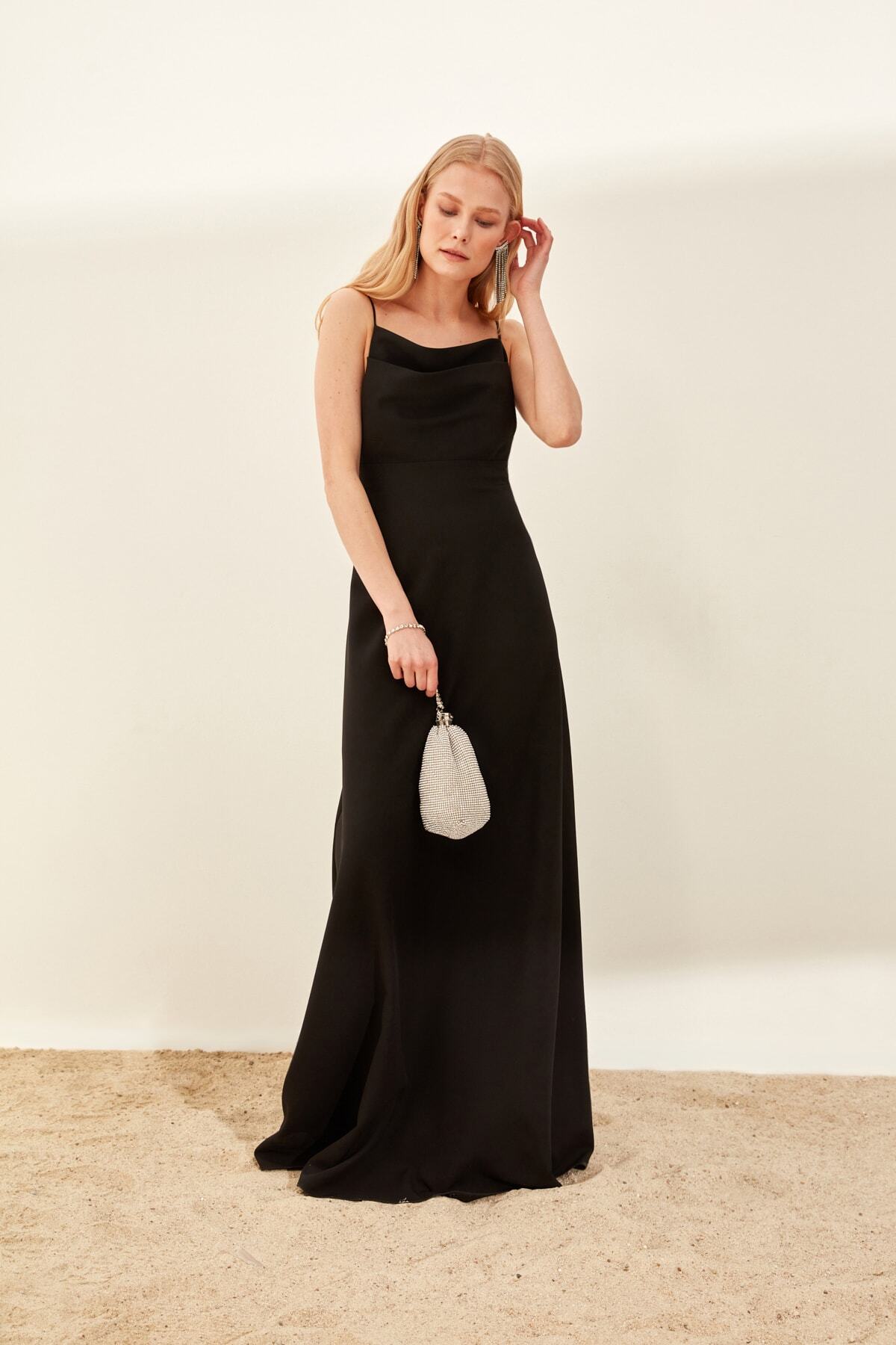 DCEY X Trendyol-Alegra Black Evening Dress DCEY1013 3