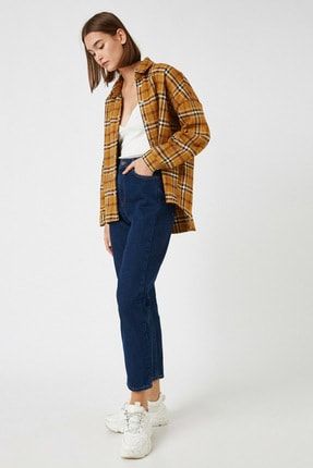 koton kadin mavi dar kesim yuksek bel kisa paca jean pantolon 0kak47236dd fiyati yorumlari trendyol